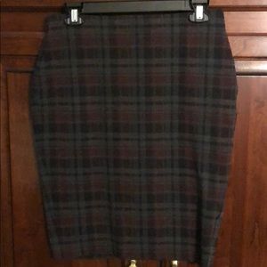 RW&CO Grey and Burgundy Plaid Pencil Skirt
